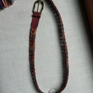 Charter Club Red and Brown Looped Leather Belt